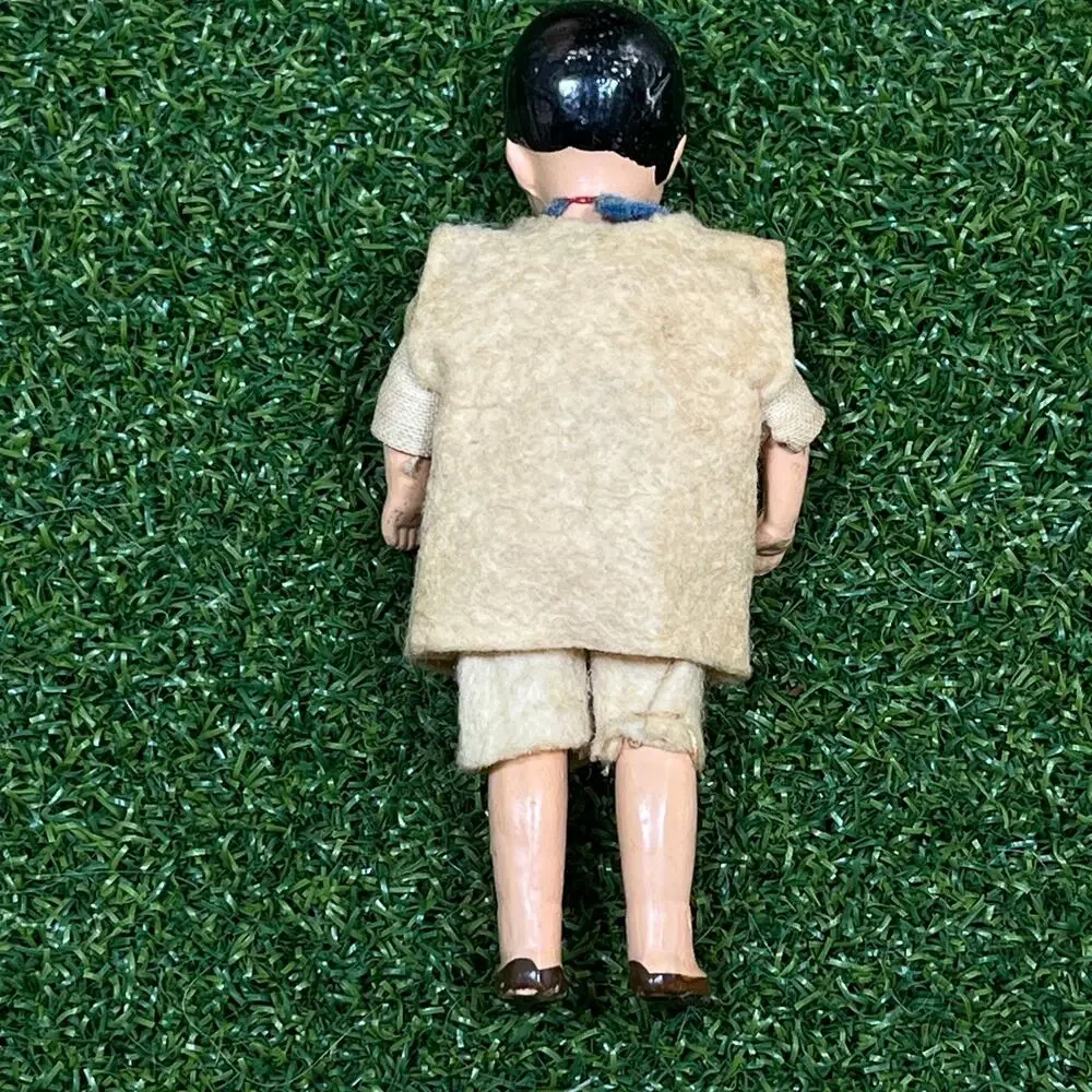 Vintage Antique Bisque Western Porcelain Head Miniature Boy Doll 4